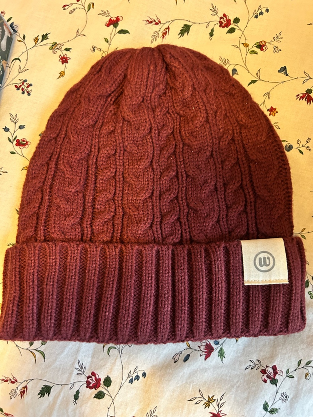 Maroon Cable Knit Beanie NWOT